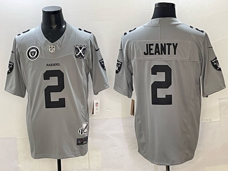 Men 2025 Oakland Raiders #2 Jeanty Grey Retro Third Generation Nike Limited NFL Jersey style 02